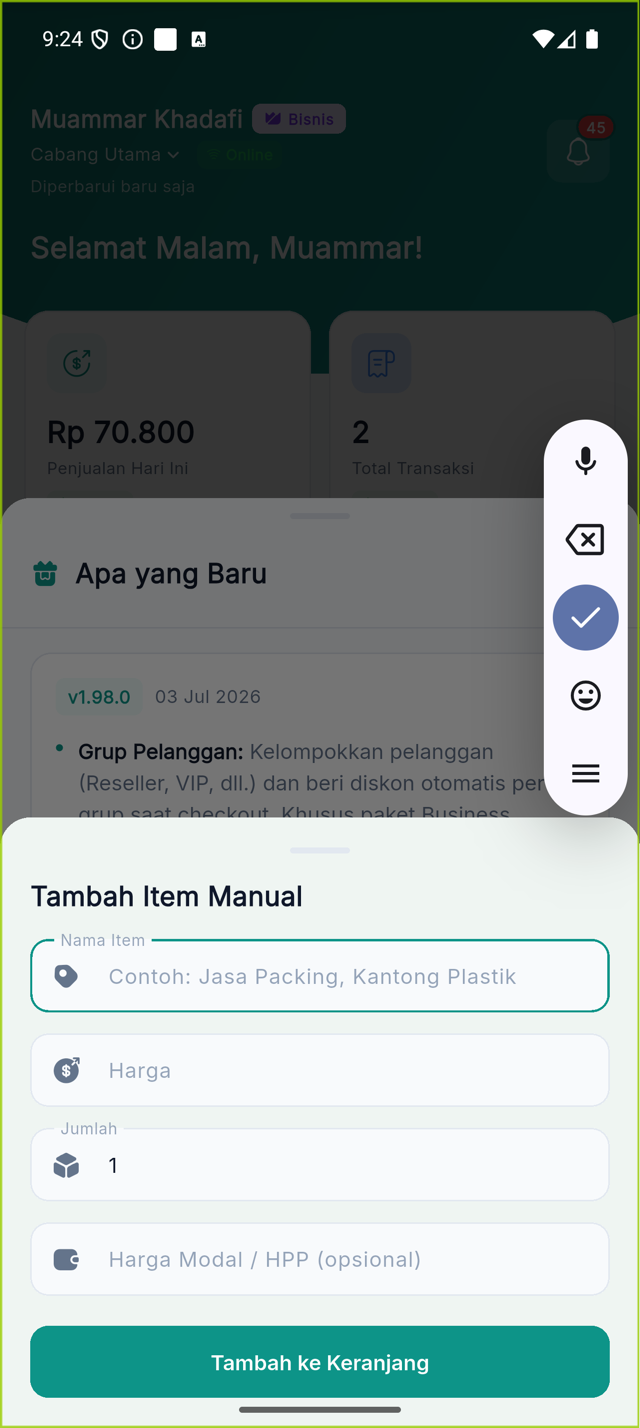 Lembar Tambah Item Manual