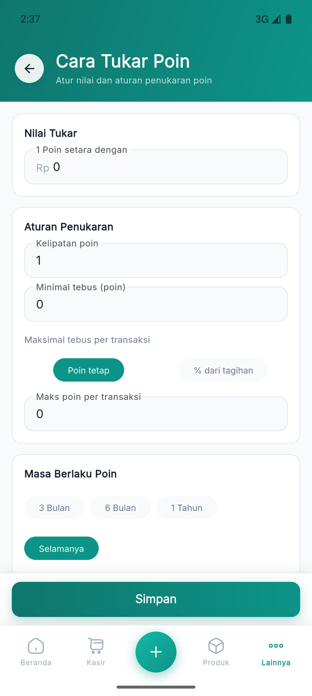 Pengaturan Cara Tukar Poin