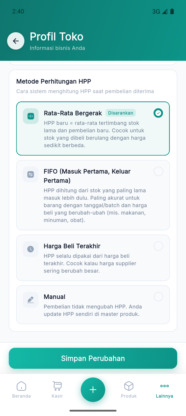 Pilihan Metode Perhitungan HPP