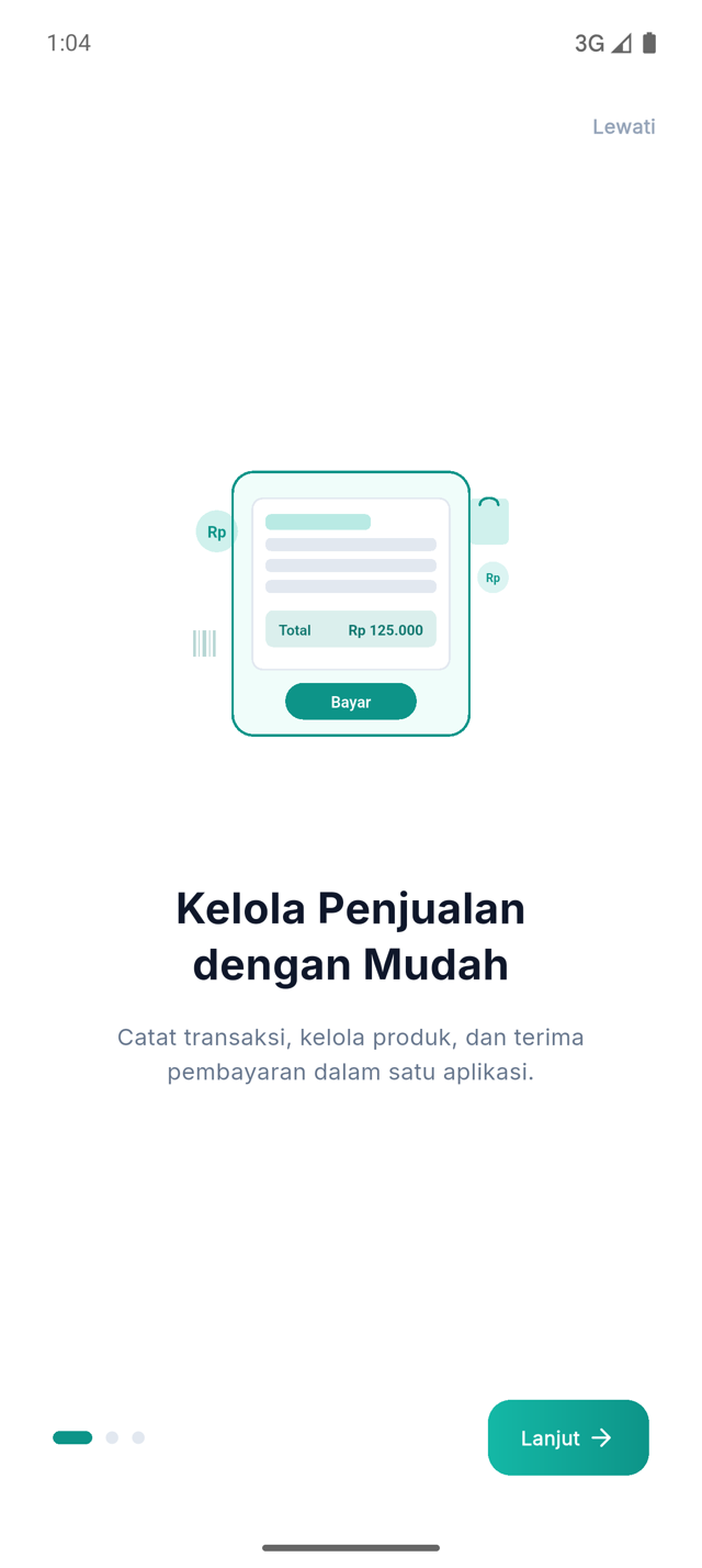 Layar onboarding Bisakasir