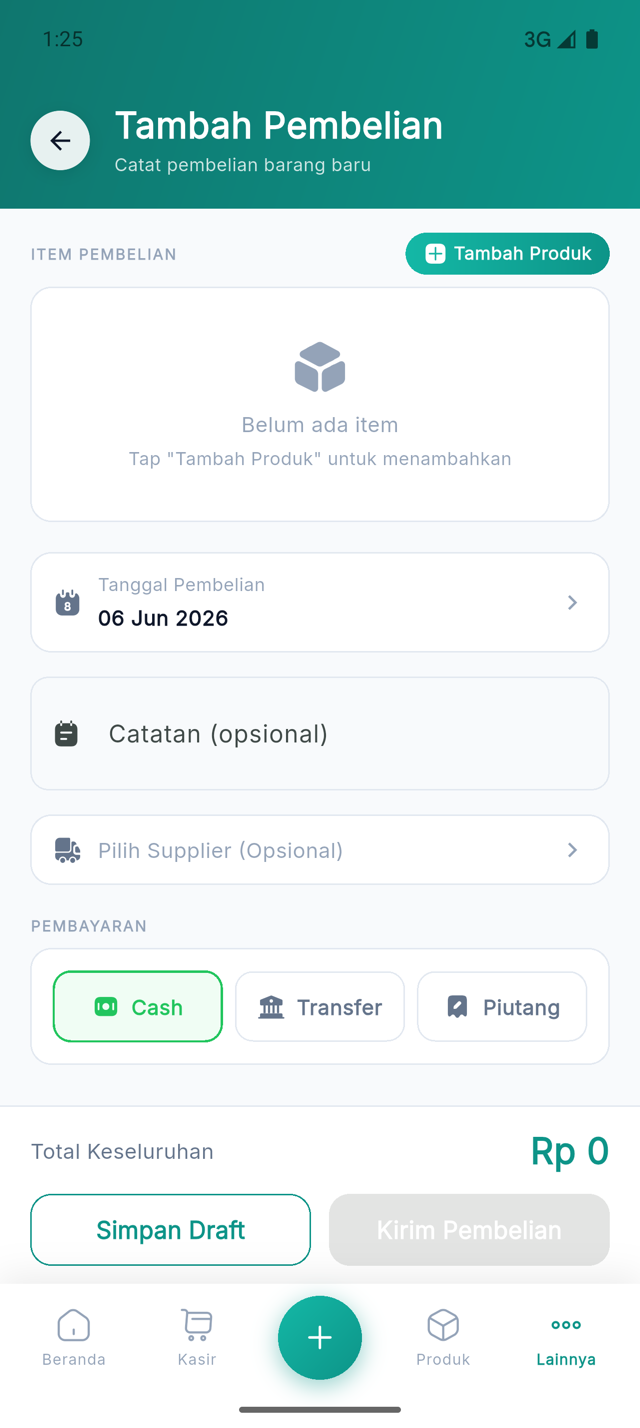 Form Tambah Pembelian