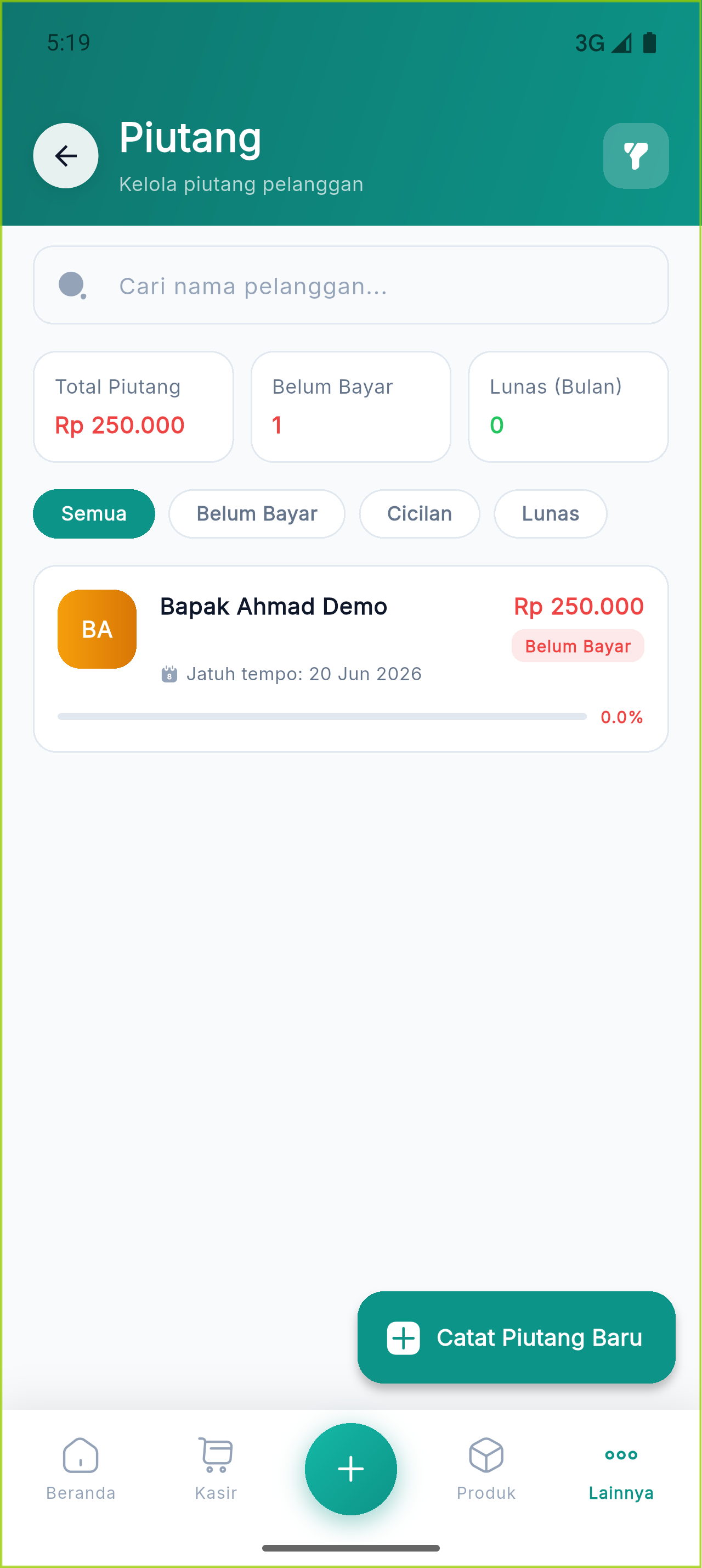Daftar Piutang Pelanggan