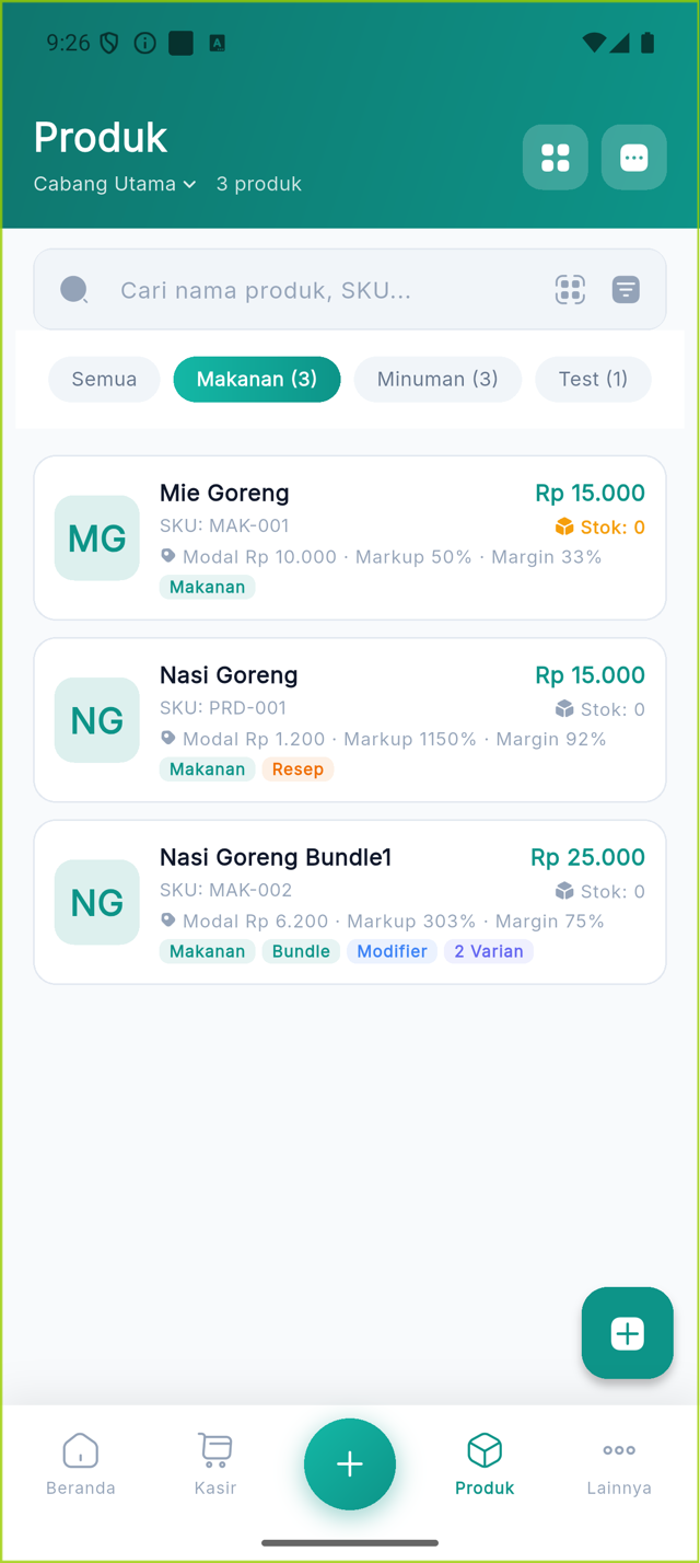 Daftar produk